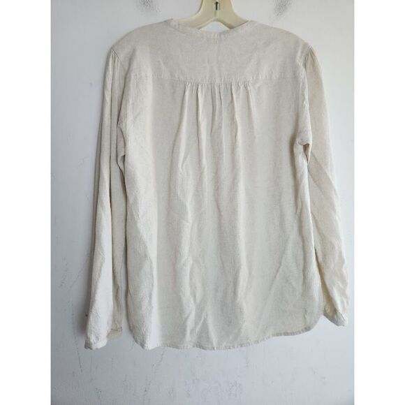 James Perse Women Ivory Cream V-Neck Linen Blend Peasant Blouse size 1 or Small - Picture 3 of 7